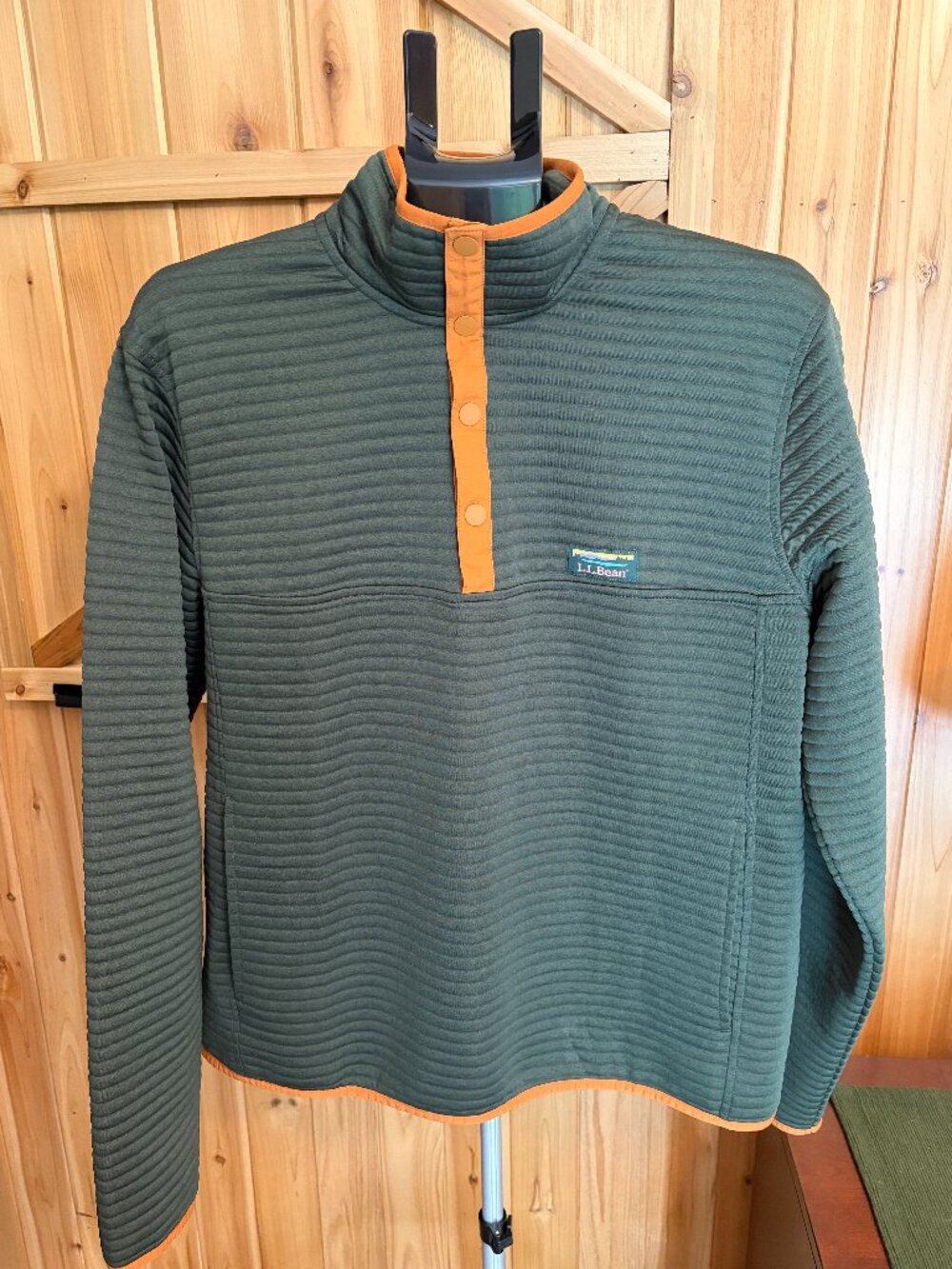 L.L. Bean Airlight Sweatshirt GreenMens L Slightly Fitted 1/4 Snap Jacket 506874